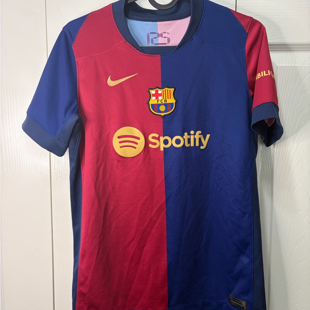 Nike Boys FC Barcelona Youth Jersey in Red & Blue with Gold Logos